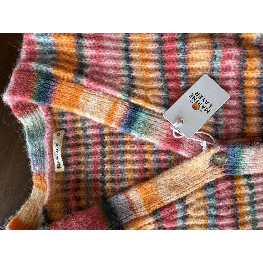 Marine Layer Dream Yarn Crop Cardigan Warm Stripe XS NWT